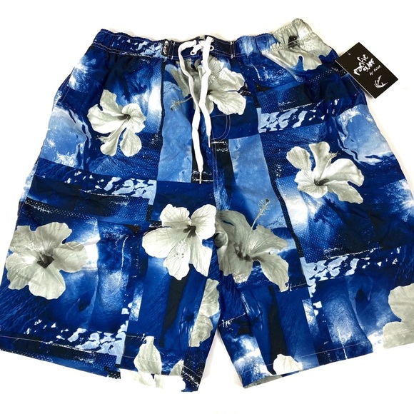 Pacific Surf by Exist | Mens Blue Tropical Floral Board Shorts XXL - Picture 1 of 7